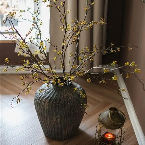 #fall #cozy #homedecoration #homedecor #home Flower Beard, Vase With Branches, Artificial Branches, Long Stem Flowers, Flower Handmade, Flower Stem, Glass Planter, Vase Arrangements, Handmade Flower