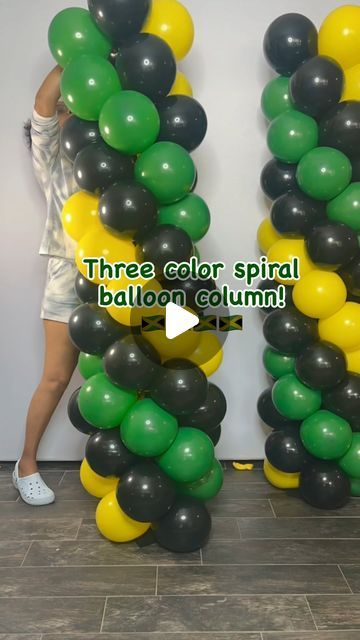 Sweet Space Events | Make a 3 color spiral balloon column with me! 🇯🇲  @markjgolding @jamaicapnp   Sweet Space Events provides full service event decora... | Instagram Three Color Balloon Column, 3 Color Spiral Balloon Column, How To Make Spiral Balloons, Balloon Arch Diy Photo Backdrops, 3 Color Balloon Arch, 3 Color Balloon Column, Column Balloons Ideas, How To Make Balloon Columns, Ballon Columns Ideas