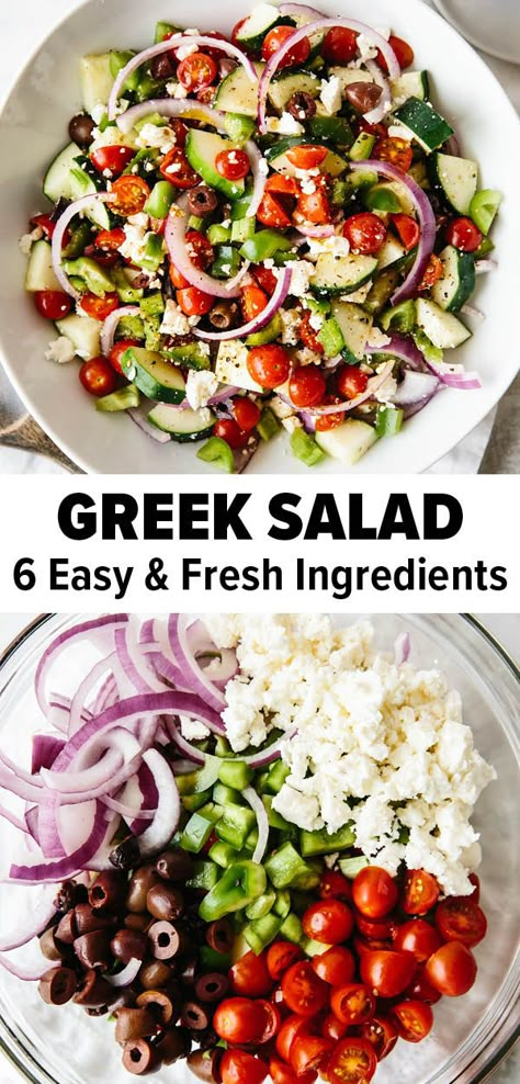 Homemade Greek Salad, Greek Salad Recipe, Resepi Biskut, Quick Lunch Recipes, Salad Meal Prep, Greek Salad Recipes, Lunch Idea, Summer Lunch, Prepped Lunches