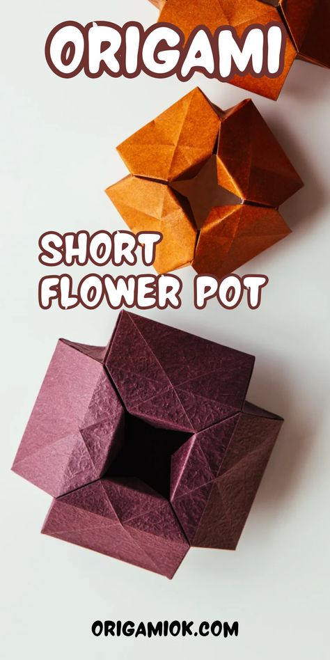 Let’s learn how to make a lovely origami short flower pot with a single piece of paper and no glue required! This delightful project combined interesting origami art and practical functionality, making it a unique and fabulous tool to hold your small plants or flowers. Origami Plant Pot, Origami Sunflower, Vase Tutorial, Origami Vase, Paper Vase, Origami Flowers, How To Fold, Piece Of Paper, Origami Art