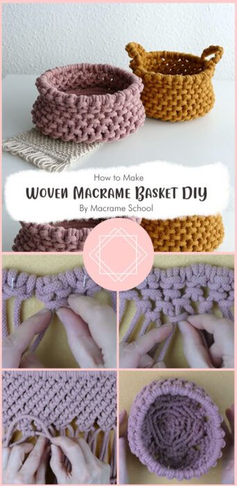 Best DIY Macrame Basket Free Tutorial Ideas - Carolinamontoni.com Home Made Macrame, Macrame Basket Wall Hanging Diy, Popular Macrame Items, Macrame Wall Hanging Basket, Making Baskets Ideas, Macrame Office Decor, 4mm Macrame Cord Projects, Macrame Storage Baskets Diy, Yarn Basket Weaving Diy