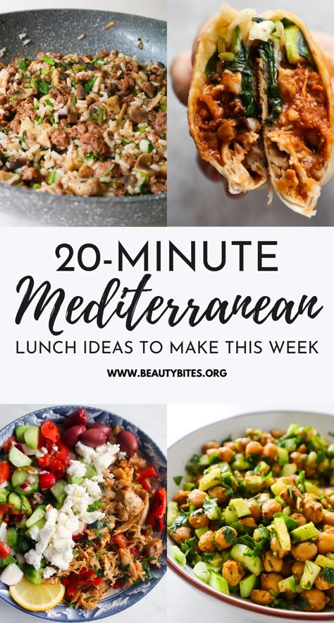 Mediterranean Work Lunch, Mediterranean Diet Recipes For Lunch, Quick Mediterranean Lunch Ideas, Mediterranian Diet Lunch Ideas, Mediterranean Diet Work Lunch, Easy Mediterranean Lunch Recipes, Mederteranian Diet Lunches, Quick Mediterranean Lunch, Mediterranean Easy Lunch Ideas