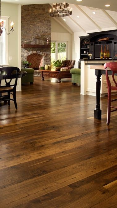 Walnut Floors, Wood Floors Wide Plank, Dark Wood Floors, Wide Plank Flooring, Versace Home, Floor Ideas, Floor Colors, Wide Plank, Style At Home