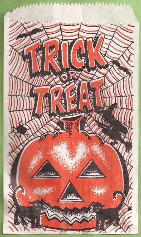 Vintage Halloween Treat Bags, Halloween Kitsch, Halloween Highlights, Halloween Nostalgia, Halloween Illustrations, Vintage Halloween Images, Halloween Plates, Cozy Halloween, Paper Halloween