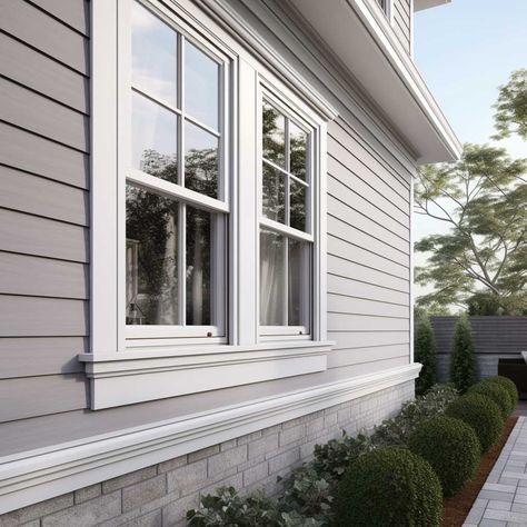 5+ Stunning Examples of Outside EPS Window Trim Enhancing Home Exteriors • 333+ Images • [ArtFacade] Exterior Millwork Ideas, White Framed Windows Exterior, Simple Exterior Window Trim, Window Trim Ideas Exterior Curb Appeal, Front Picture Window Ideas, Modern Exterior Window Trim Ideas, Architectural Windows Design, Craftsman Style Windows Exterior, Outdoor Window Trim Ideas