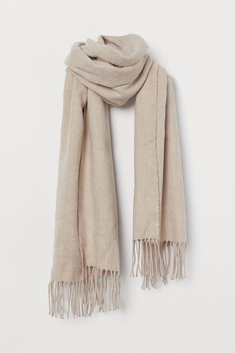 Scarf with Fringe - Beige melange - Ladies | H&M US Scarf With Fringe, Fall Closet, Harry Potter Dr, Mode Abaya, Dr Wardrobe, Fall Scarves, Fringe Scarf, Fame Dr, Scarf Styles