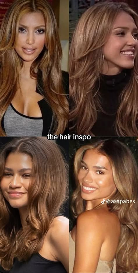 Hair Inspo Tan Skin, 2000s Brunette Icons, Best Highlights For Brunettes, Honey Blonde On Tan Skin, Honey Chocolate Brown Hair, Honey Brown Highlights On Dark Hair Black Women, Honey Blonde Hair On Tan Skin, Dyed Hair Tan Skin, Light Honey Brown Hair With Highlights