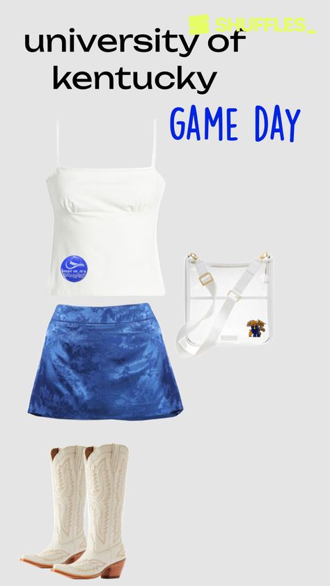 Created by isabelirizarry15 on Shuffles Blue Game Day Outfit, College Fit Ideas, Megan Moroney Concert, Uk Outfits, Rush Week Outfits, Gameday Fits, Megan Moroney, Rush Week, Game Day Fits