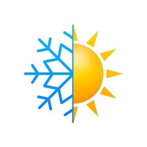 Temperature Logo, Weather Logo, Hvac Logo, Sunny Logo, Change Symbol, Snowflake Vector, Hvac Design, Hot Temperature, Change Logo