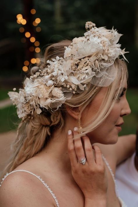 Big Flower Crown Wedding, Bridesmaid Floral Crown, Flower Crown Boho Wedding, Bridal Dried Flower Crown, Rustic Flower Crown, Floral Crowns Wedding, Wedding Hair Crown Flower, Bridesmaids Flower Crown, Dried Flower Crown Wedding