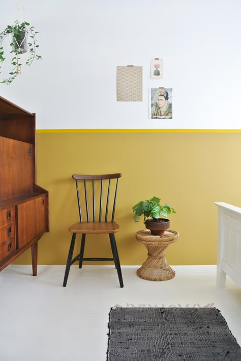 My Attic: Colour of the year: Ochre Gold, Flexa Yellow Painted Walls, Half Painted Walls, Hall Colour, Mediterranean Decor, Painted Walls, Yellow Walls, Interior Trend, Room Paint, Color Of The Year