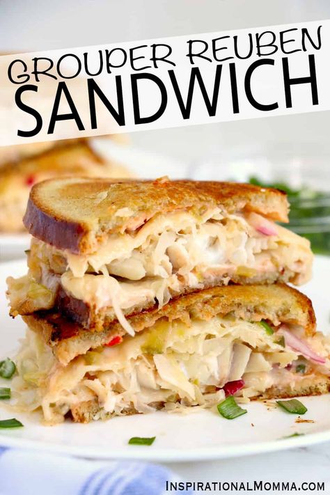 Grouper Reuben Sandwich Grouper Sandwich Recipes, Sassy Sandwiches, Grouper Sandwich, Ruben Sandwich, Grilled Grouper, Grouper Recipes, Weekday Dinner Ideas, Reuben Recipe, Sea Food Dishes