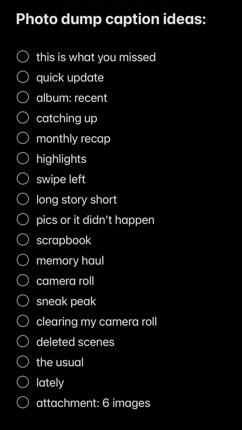 photo dump captions Story Time Ideas Instagram, 2024 Bio Ideas, Album Recent Caption, Stolen Shots Caption Instagram, Instagram Captions For Day Out, Instagram Memories Story, Photo Album Caption Ideas, Shoutout Instagram Story Ideas For Follow, Instagram Captions Throwback