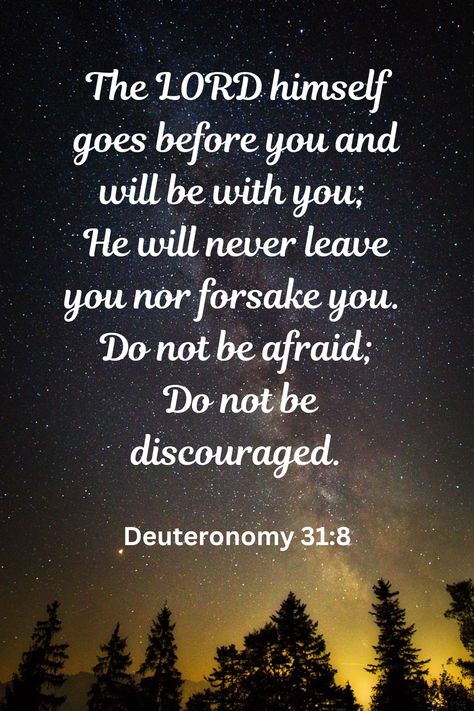 He Will Never Leave You Nor Forsake You, Deuteronomy 31:8 Scriptures, Power In Prayer, Peace Bible Verse, Verses About Faith, Deuteronomy 31 8, Faith Bible Verses, Deuteronomy 31, Encouraging Thoughts