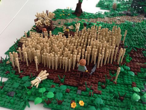 These are pictures my creations that where part of a collaborative Lego Castle Layout that was on display on Lego World 2013. Lego Farm, Grain Field, Castle Layout, Lego Tree, Lego Play, Lego Village, Lego Modular, Lego Trains, Lego Man