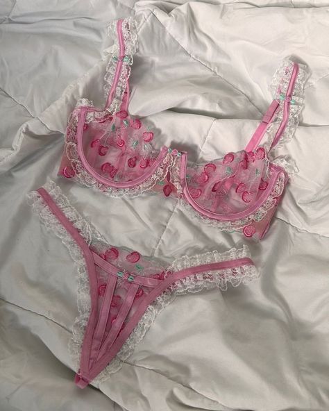 Cute Bra Outfit, Pretty Please, Cute Bras, Cute Lingerie, Sweet Cherries, Lingerie Outfits, Pretty Lingerie, Cherry On Top, Beautiful Lingerie