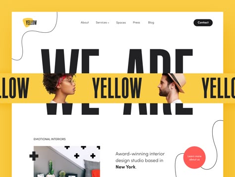 Yellow Interior Website by Halo Web Pixel Monkey, Interior Website Design, Yellow Website, Interior Website, Design Website Layout, Yellow Interior, Swiss Design, Yellow Pages, Website Ideas