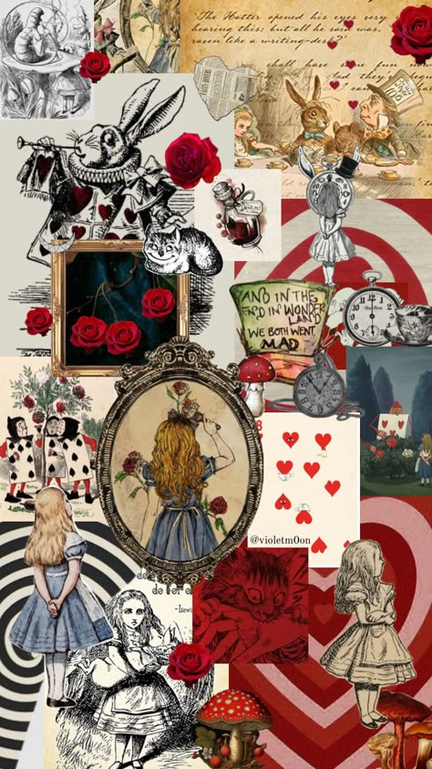 #aliceinwonderland Bape Wallpaper, Alice In Wonderland Artwork, Wonderland Artwork, Wonderland Aesthetic, Alice In The Wonderland, Alice In Wonderland Aesthetic, Arte Van Gogh, Disney Collage, Collage Background