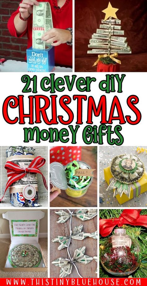 Here are 21 FUN ways to gift money at Christmas. These creative ways to give money at Christmas are such a great way to give a money gift. Gifting money doesn't have to be boring with these fun ways to gift cash to kids at Christmas. Head over to our blog today to see all the creative ways to wrap money as a gift at Christmastime. 🤩#7 is our personal favorite! 🤩 Creative Money Gifts For Christmas For Kids, 100 Dollar Bill Gift Ideas, Money Gift Giving Ideas Creative, Gift Card Bouquet For Christmas, Cash Present Ideas Christmas, Money Xmas Gift Ideas, Money In Stocking Ideas, Funny Way To Gift Cash, Money Holders For Christmas Easy Diy