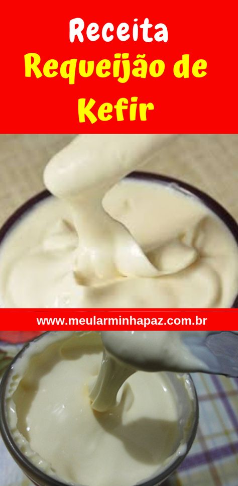 Requeijão de Kefir Receita Caseira - Confira a receita completa desse requeijão cremoso de kefir, delicioso e saudável #receita #kefir Confort Food, Candy Drinks, Kefir, Kombucha, Food Guide, Gut Health, Probiotics, Yogurt, Low Carb