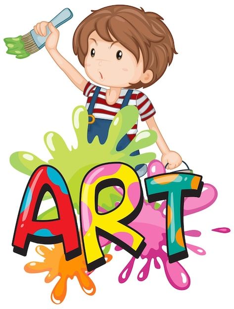 Word Art Design Creative, Art Word Design, Word Art Drawings, Kid Painting, Drawing Children, Arts Logo, Kindergarten Art Lessons, Drawing Logo, Drawing Kids