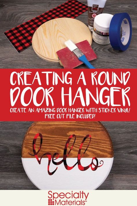 Diy Wood Hanger, Circle Signs Wooden Diy Christmas, Circle Door Hangers Wooden Diy Christmas, How To Hang Door Hangers, Round Winter Door Hangers, Round Christmas Door Hanger Diy, Door Hanger Design Ideas, Winter Door Hangers Diy, Christmas Wooden Door Hangers