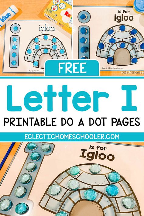 Free Letter I Printable Do a Dot Pages via @eclectichomeschoolerblog I Activities For Preschool Letter, Letter I Science For Preschoolers, Letter I Words Preschool, Teaching Letter I Preschool, E Is For Craft Preschool, Letter I Free Printables, Letter I Prek Activities, Letter I Dot Page, Letter I Activities For Preschoolers