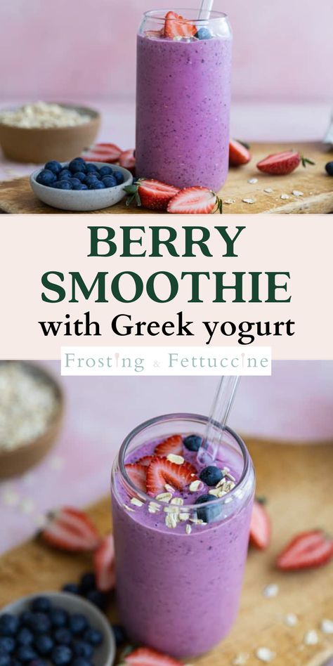 Smoothie Yogurt Frozen Fruit, Yogurt Strawberry Smoothie, Frozen Fruit And Yogurt Smoothie, Frozen Berry Yogurt, Blueberry Greek Yogurt Smoothie, Smoothie Recipes With Yogurt And Frozen Fruit, Greek Yogurt Frozen Fruit, Yogurt Fruit Smoothie Recipes, Protein Smoothie With Greek Yogurt