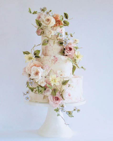 Sugar Flower Wedding Cake, Sugar Flowers Cake, Garden Theme Wedding, Floral Wedding Cake, Floral Wedding Cakes, Naked Cakes, Gorgeous Wedding Cake, Pittsburgh Wedding