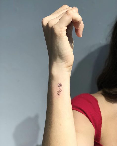 pinterest: dionettali Small Side Wrist Tattoos, Side Of Wrist Tattoos For Women, Small Rose Tattoo On Wrist, Side Wrist Tattoos For Women, Small Rose Wrist Tattoo, Side Wrist Tattoo, Rose Tattoo On Side, Side Wrist Tattoos, Wrist Tattoo Designs