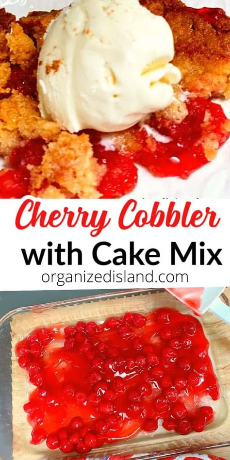 Cherry Cobbler Dump Cake, Dump Cake Recipes Cherry, Cherry Pie Dump Cake, Cherry Dump Cake Recipes, Cherry Cheesecake Dump Cake, Cake With Cheesecake Filling, Minimal Pantry, Sweet Cherry Pie Filling, Easy Cherry Pie