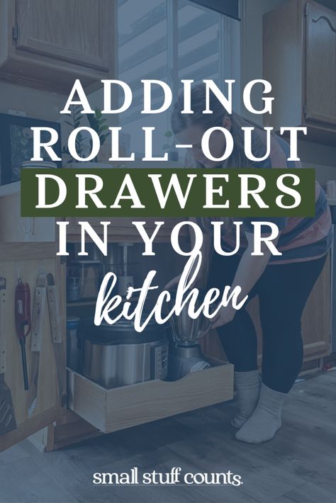 One of my favorite ways to organize our kitchen cabinets is by adding roll-out drawers. They are super easy to install - all you need is a drill! Roll Out Cabinet, Cabinet Island, Small Kitchen Cabinets, Christmas Recipes Appetizers, Kitchen Cabinet Drawers, Organize Everything, Organize Your Kitchen, Low Cabinet, Ways To Organize