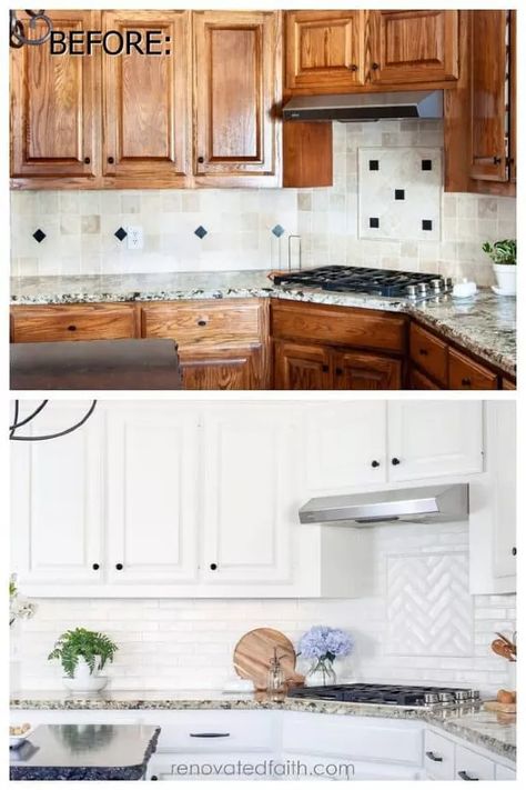 The Ultimate DIY Faux Brick Backsplash Tutorial & VideoWant the best faux brick for a backsplash? PVC panels for walls are low-cost, easy-to-cut, super durable & go over your old tile!You don’t have to spend a lot to have a beautiful kitchen! After painting kitchen cabinets, I realized my old backsplash looked outdated. Fortunately, I found the perfect solution that matched the fresh new look of my cabinets and required no demo! It’s hard to believe there’s a low-cost backsplash opti… Diy Brick Backsplash, Whitewash Brick Backsplash, Painted White Cabinets, White Brick Backsplash, Best Cabinet Paint, Faux Brick Backsplash, Kitchen Cabinets Before And After, Panels For Walls, Kitchen Cabinets Painting