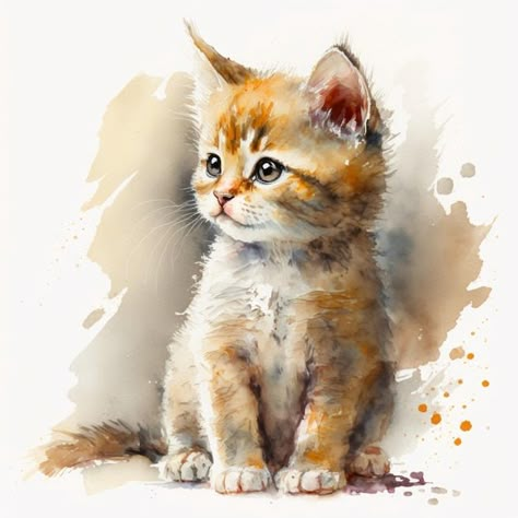 Kitten Painting, Modern Watercolor Art, Cats Art Drawing, Watercolor Art Diy, Cat Art Illustration, Cat Sketch, Watercolor Cute, Watercolor Pet Portraits, Abstract Watercolor Art