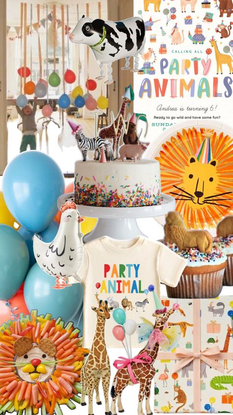 Party Animals Birthday Theme, Toddler Birthday Themes, Double Birthday Parties, Party Animals Birthday, Party Animal Birthday, Twins First Birthday, Animal Theme Birthday, Wild Birthday Party, Animal Party Theme