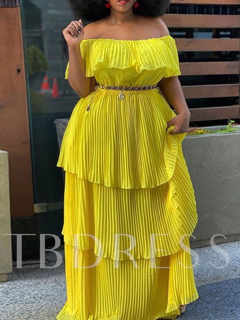 Floor-Length Off Shoulder Pleated Short Sleeve Layered Dress Women's Dress Off Shoulder Long Dress, Pleated Dresses, Long Summer Dresses Maxi, Elegante Y Chic, Green Dresses, Dress Sleeve Styles, Maxi Robes, Plus Size Maxi, Patchwork Dress