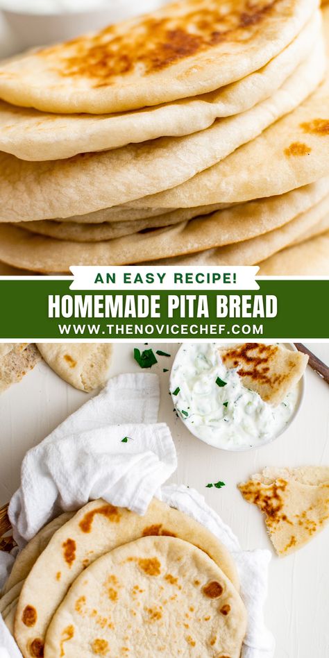 Greek Pita Bread, Greek Pita, Homemade Pita, Homemade Pita Bread, Pita Bread Recipe, Pita Recipes, Doner Kebab, Bread Machine Recipes, Pita Bread