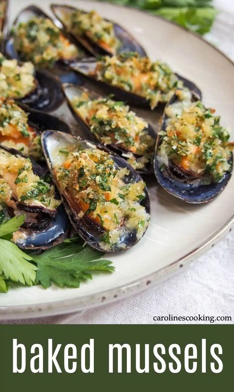 Garlic Mussels Recipe Butter, Mussel Appetizers, Recipes With Mussels, Muscles Recipe, Baked Mussels Recipe, Steamed Mussels Recipe, Best Mussels Recipe, Fish Appetizers, Mussels Recipes