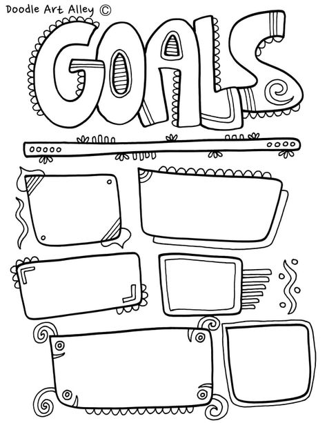 Goal Setting coloring pages and printables. Great for home and school. Enjoy! Doodle Writing, Classroom Doodles, Goal Activities, Goal Setting Activities, Hantverk Diy, Printable School, Kids Goals, School Goals, Goals Worksheet