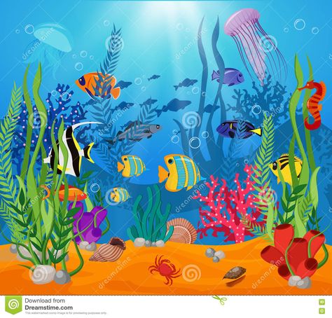 Under The Sea Drawings, Sea Drawings, Under The Sea Background, Sea Murals, Cartoon Sea Animals, Sea Life Animals, Sea Drawing, Underwater Painting, Sea Plants