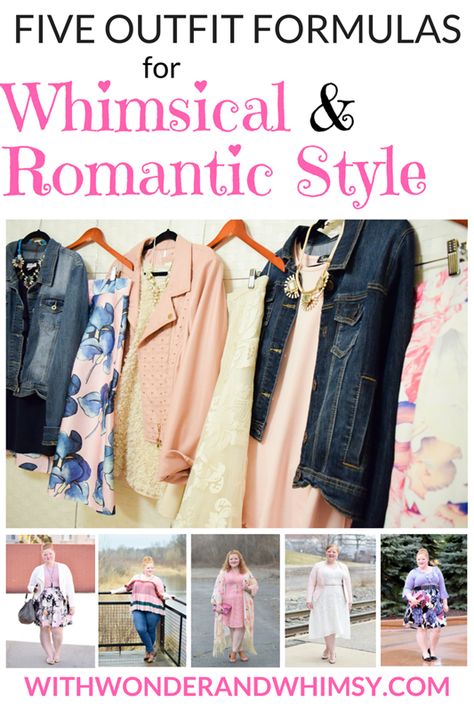 Five Outfit Formulas for Whimsical & Romantic Style: they give you a basic protocol for executing a look with minimal thought, effort, and time spent. #outfitformula #outfitbuilding #outfitinspiration #springoutfit #springstyle #whimsicalstyle #romanticstyle Romantic Outfit Aesthetic Casual, Romantic Creative Style, Casual Romantic Style Aesthetic, Romantic Style Winter Outfit, Romantic Style Outfits Women, Classic Girly Style, Whimsical Capsule Wardrobe, Romantic Wardrobe Style, Romantic Style Outfit Aesthetic