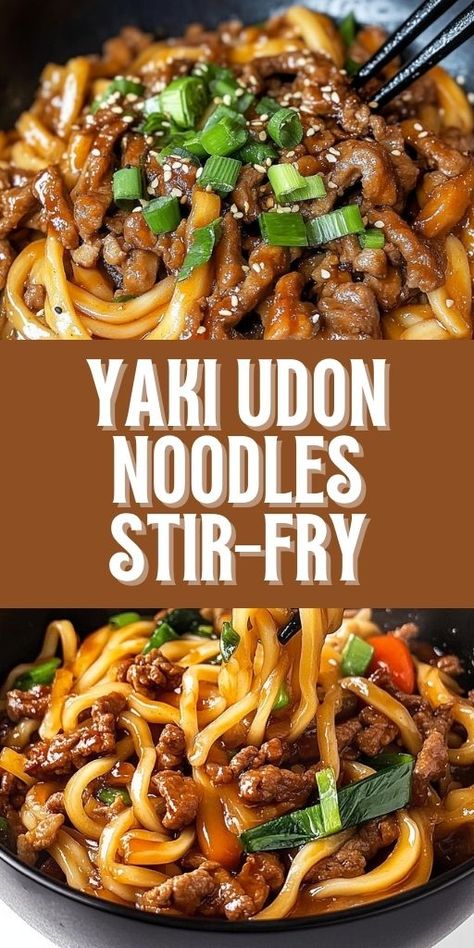 Thick, chewy udon noodles stir-fried with savory sauce, fresh veggies, and your choice of protein. 🍜🥢 This Yaki Udon Stir-Fry Recipe is a Japanese-inspired dish bursting with flavor and ready in minutes. 🌟 #YakiUdon #StirFryRecipes #JapaneseNoodles #QuickDinnerIdeas #EasyRecipes 🥬🍤 Yakiudon Recipe, Yaki Udon Recipe, Pork Udon, Udon Stir Fry, Stir Fry Noodles Recipe, Udon Noodles Recipe, Fried Udon, Fried Noodles Recipe, Udon Recipe