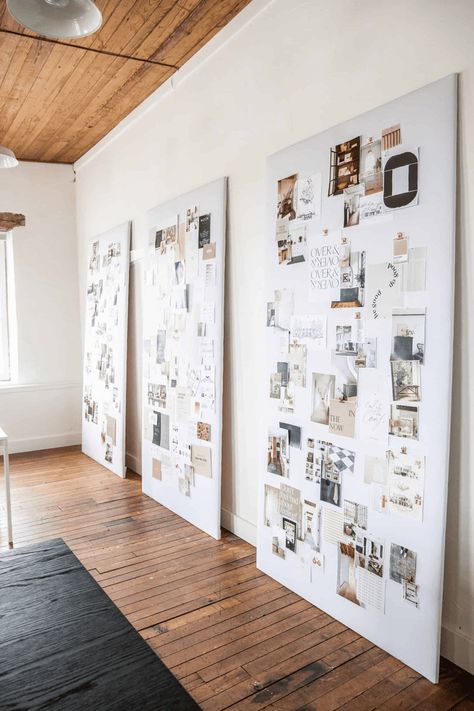 How to Make Life-Size Pinterest Boards That Double as Inexpensive Wall Decor Interior Design Firm Office, Office Space Organization, Shared Office Space Ideas, Inexpensive Wall Decor, Diy Pin Board, Acting Studio, Dream Office Space, Design A Room, Oversized Wall Decor