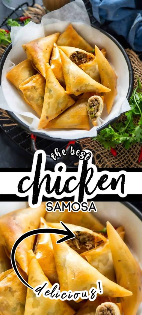 Samosa Recept, Chicken Samosa Recipe, Chicken Samosa Recipes, Chicken Samosa, Samosa Recipes, Easy Samosa Recipes, Resep Makanan Beku, Chicken Starter Recipes, Samosa Recipe