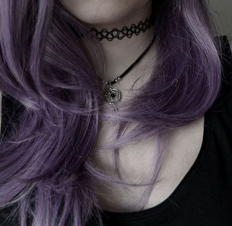 Purple Hair, A Black, We Heart It, Choker, A Woman, Purple, Hair, Black