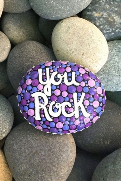 Words To Paint On Rocks, You Rock Rock Painting, Painted Kindness Rocks Ideas, You Rock Painted Rocks, Positivity Rocks Painting, Painted Rocks Inspirational Words, Encouragement Painted Rocks, Happy Painted Rocks, Kindness Garden Rocks