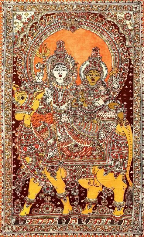 Kalamkari- Ancient Style of Hand Painting - HubPages Pattachitra Paintings, Shiva Wallpapers, Hindu Cosmos, Kalamkari Art, Mysore Painting, Indian Traditional Paintings, Madhubani Paintings, Kalamkari Painting, Painting Styles