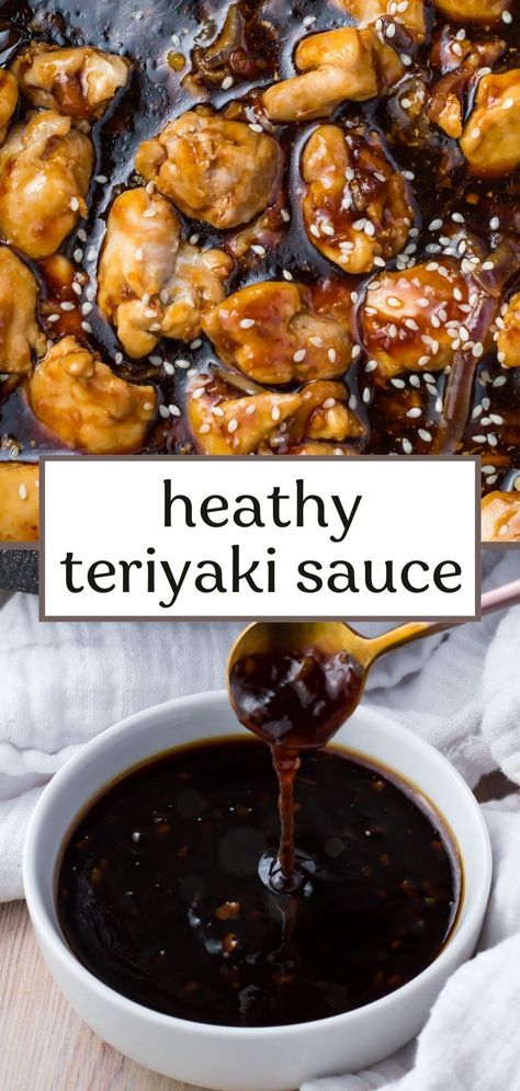 Find out how to make a homemade teriyaki sauce that’s not just quick and easy, but also healthy and perfect for any dish. Whether you're marinating chicken thighs, beef stir fry, or whipping up a broccoli bowl, this gluten-free, sugar-free recipe has you covered. Ditch the cornstarch and sugar, and say hello to a healthier, vegan-friendly teriyaki sauce that's just as tasty. Ideal for a quick healthy chicken marinade or a flavorful stir fry sauce! How To Make Teriyaki Sauce, Healthy Chicken Sauce, Homemade Teriyaki Sauce Easy, Teriyaki Sauce Healthy, Healthy Teriyaki Sauce, Keto Teriyaki Sauce, Teriyaki Sauce Marinade, Terriyaki Sauce, Easy Teriyaki Sauce