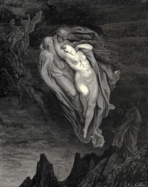 Guide to the Classics: Dante’s Divine Comedy Dore Illustrations, Paolo E Francesca, Gustavo Dore, Paul Gustave Doré, Gustav Dore, Christian Imagery, Dark Romanticism, The Divine Comedy, Divina Commedia