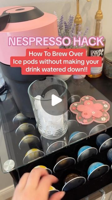 Brookelyn  Meyer ☕️✨🌸 on Instagram: "No more watered down iced coffee 🫶🏻😋  Make your Nespresso brew over ice pods without watering down your coffee!  Make sure to follow me @brookelynlikesespresso for more Nespresso tips and coffee recipes posted daily 💕🫶🏻  Code BROOKELYN10 @nespressousa for $10 off the Nespresso Vertuo pop plus machine on the site and boutiques until July 3rd!  #Nespresso #icedcoffee #icedcoffeeseason #NespressoPartner #EarnsCommission" Nespresso Vertuo Set Up, Nespresso Set Up Ideas, Nespresso Vertuo Pop Recipes, Nespresso Virtuoso Recipes, Nespresso Set Up, Nesspreso Vertuo Coffee Bar, Iced Nespresso Recipes, Nespresso Vertuo Pop, Nespresso Hacks